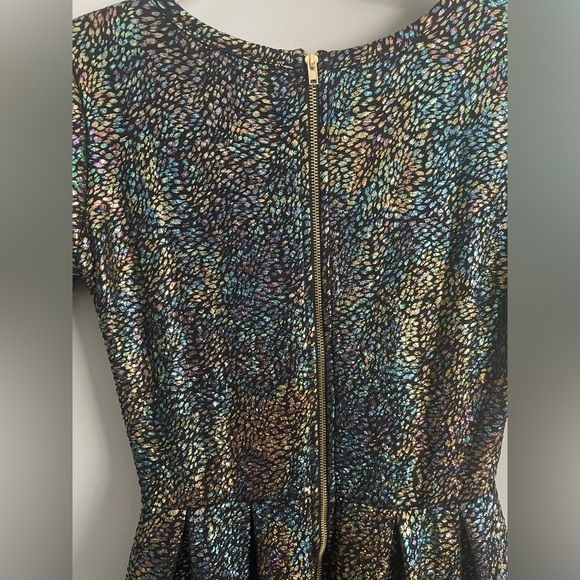 Lularoe Elegant Unicorn Amelia Dress Oil Slick Rainbow Mermaid Metallic - Picture 11 of 14